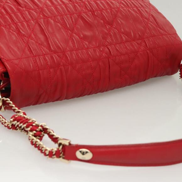 DIOR Canage Shoulder Bag Lamb Skin Red Gold - Picture 6 of 13